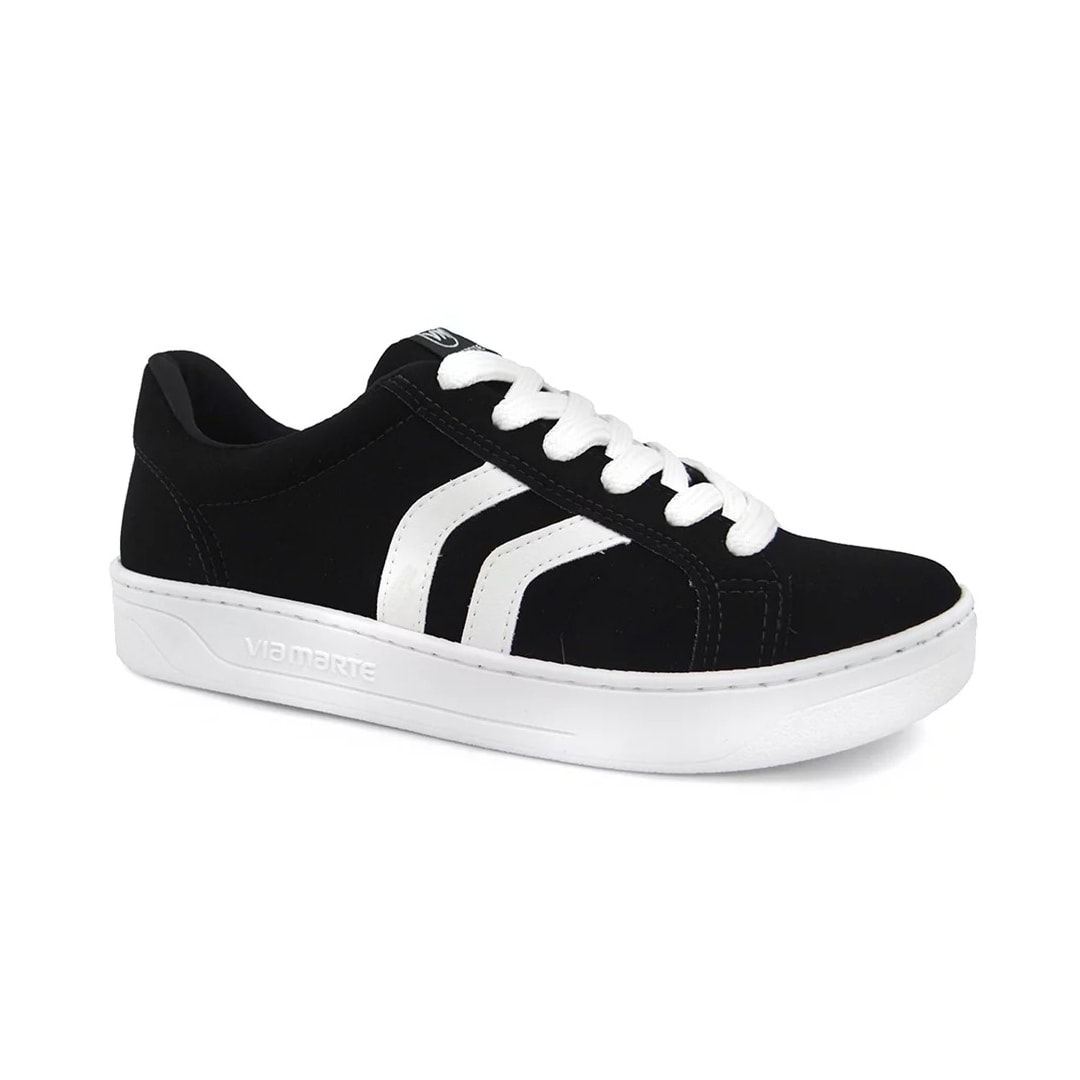 Tênis Via Marte Casual Feminino 23-6203 Preto/Branco Tênis Via Marte Casual Feminino 23-6203 Preto/Branco