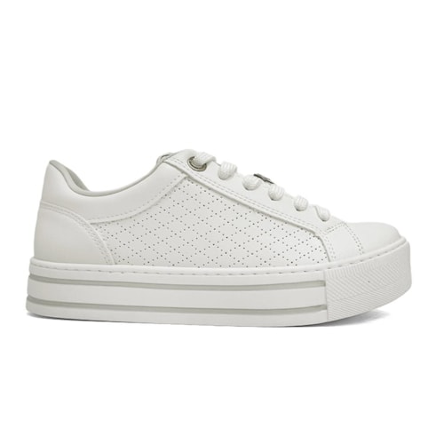 Detalhe - Tênis Via Marte Feminino Casual 010-013-01 Branco