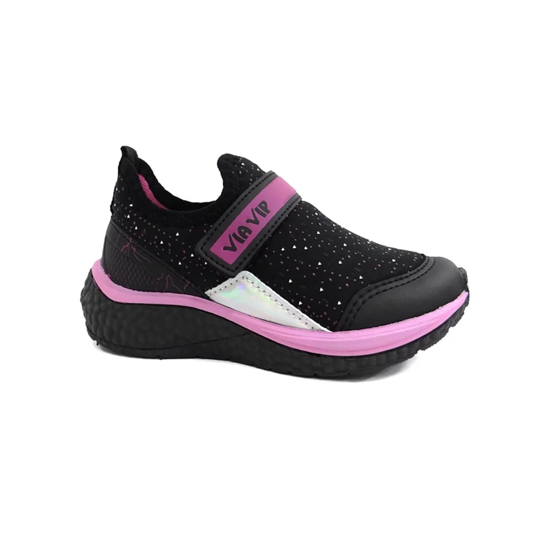 Tênis Via Vip Infantil VV9500 Preto/Rosa