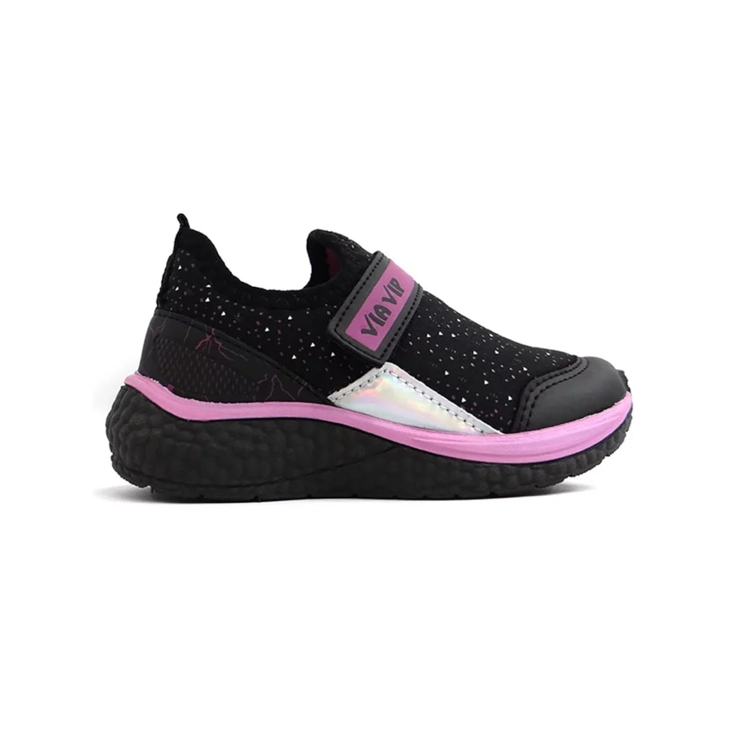Tênis Via Vip Infantil VV9500 Preto/Rosa