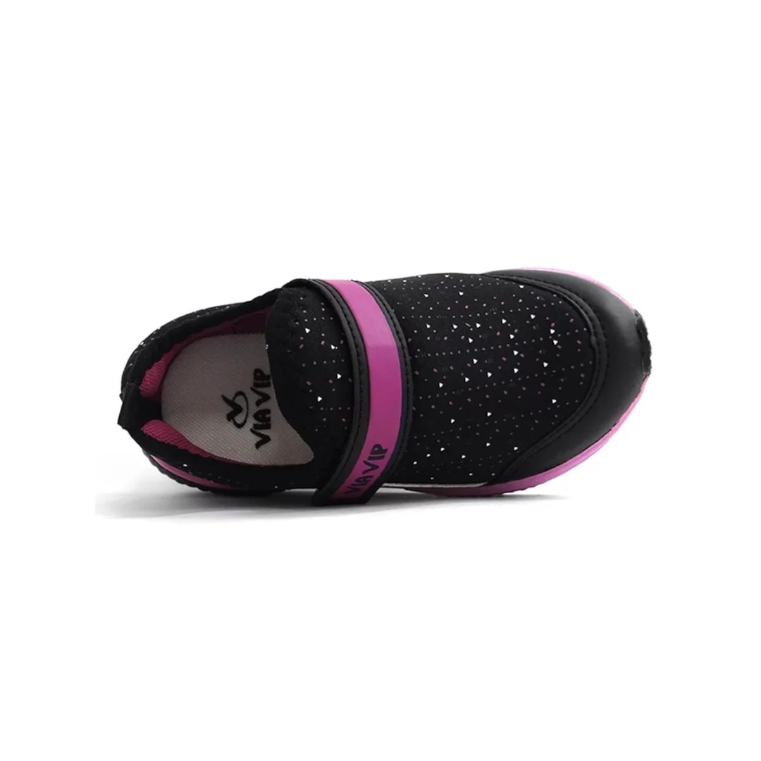 Tênis Via Vip Infantil VV9500 Preto/Rosa