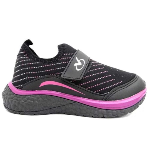 Detalhe - Tênis Via Vip Infantil VV9505 Preto/Cereja