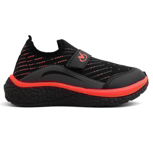 Detalhe - Tênis Via Vip Infantil VV9505 Preto/Laranja