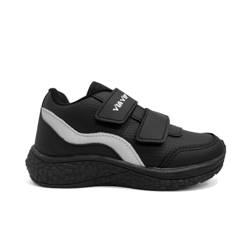 Detalhe - Tênis Via Vip Juvenil Jogging Sintético Vv9529.038 Preto