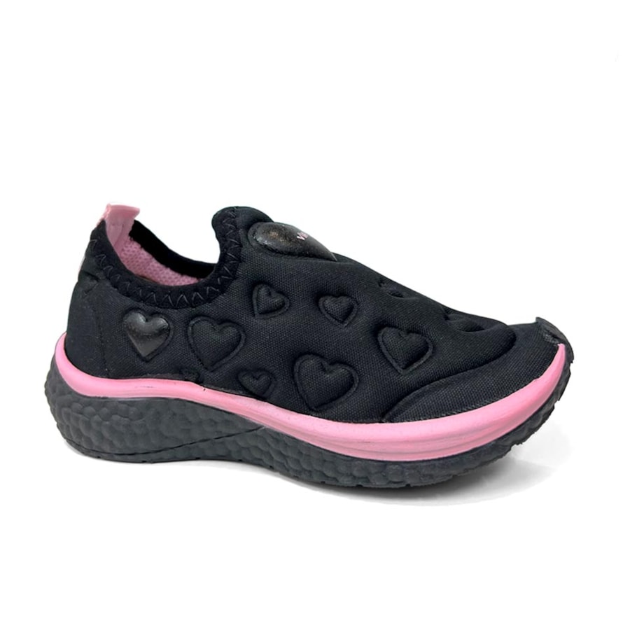 Tênis Via Vip Juvenil Menina Jogging Tecido Vv9532.138 Preto Tênis Via Vip Juvenil Menina Jogging Tecido Vv9532.138 Preto