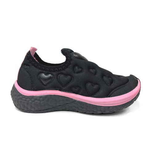 Detalhe - Tênis Via Vip Juvenil Menina Jogging Tecido Vv9532.138 Preto