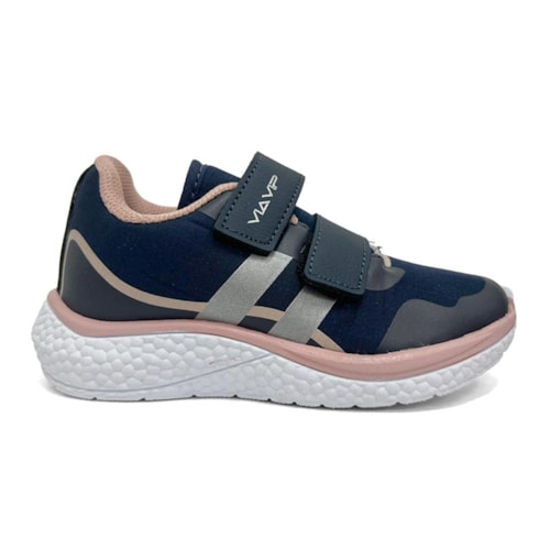 Detalhe - Tênis Via Vip Menina Jogging Bb Tecido Vv2515.1114 Marinho