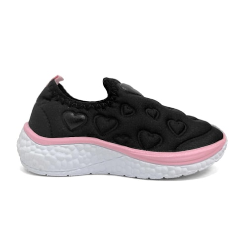 Detalhe - Tênis Via Vip Menina Jogging Bb Tecido Vv2517.270 Preto