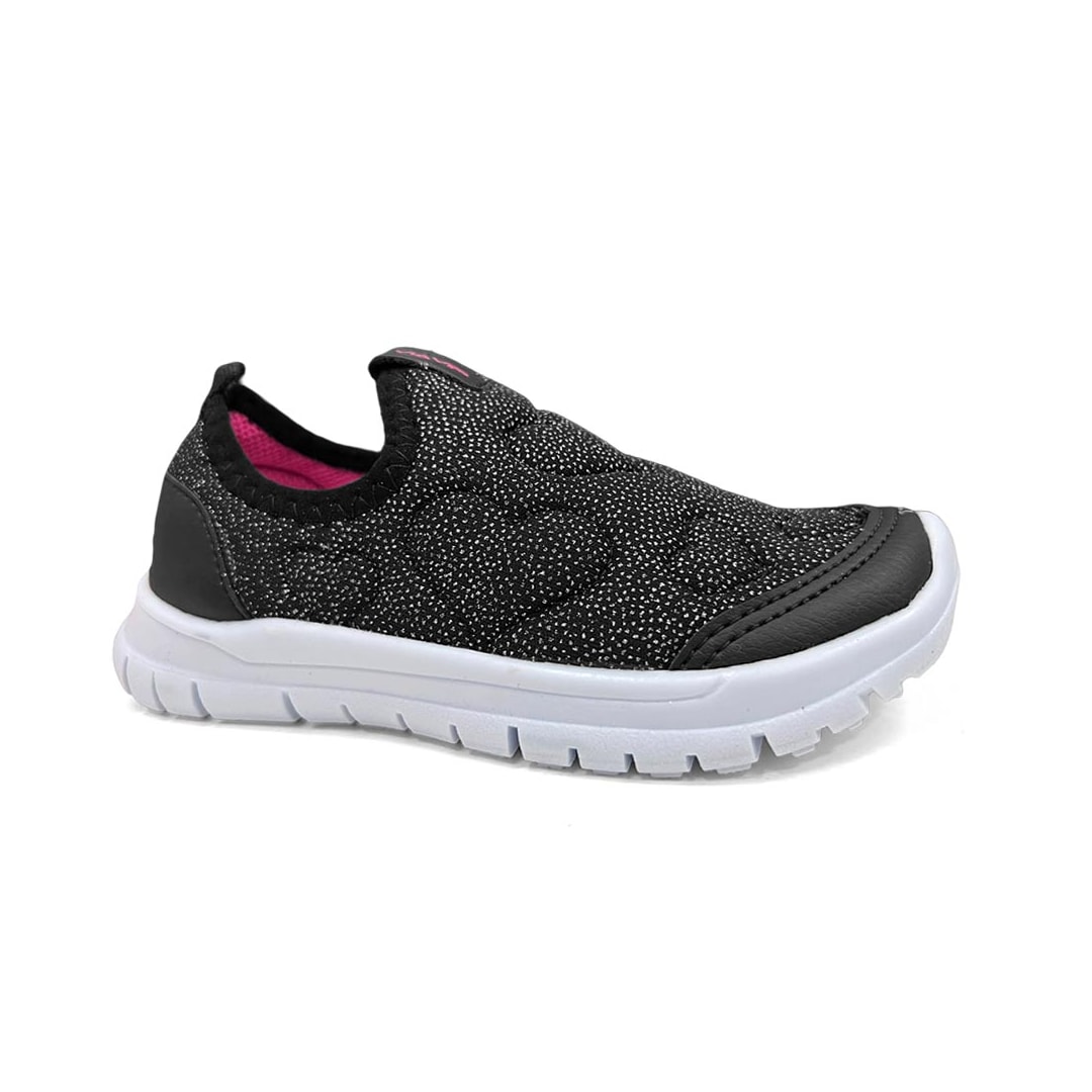 Tênis Via Vip Menina Jogging Em Tecido Vv9606 Preto