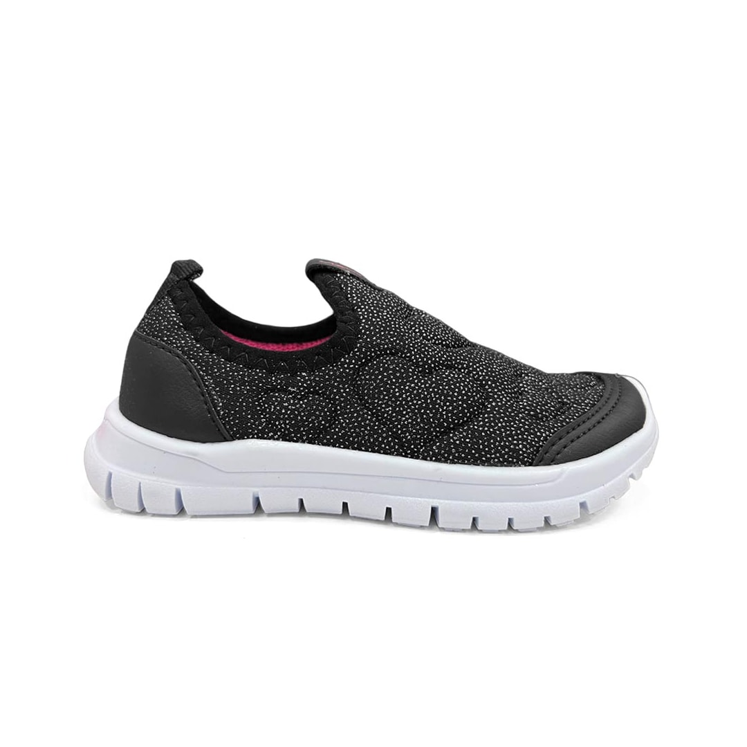 Tênis Via Vip Menina Jogging Em Tecido Vv9606 Preto