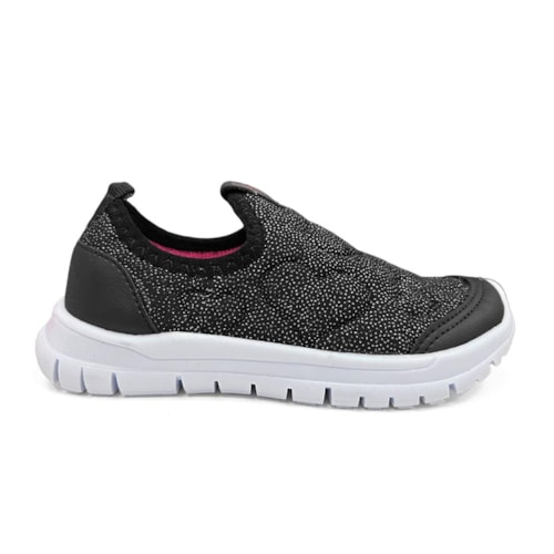 Detalhe - Tênis Via Vip Menina Jogging Em Tecido Vv9606 Preto