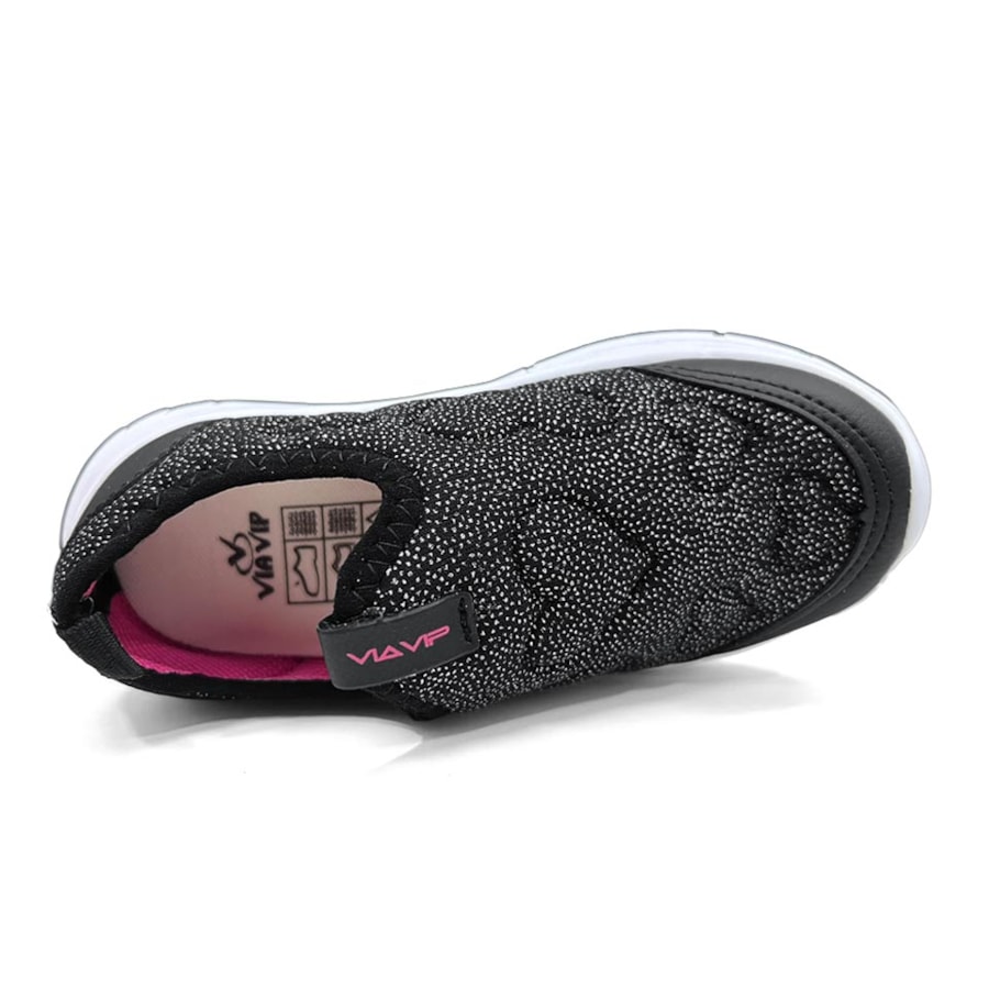 Tênis Via Vip Menina Jogging Em Tecido Vv9606 Preto