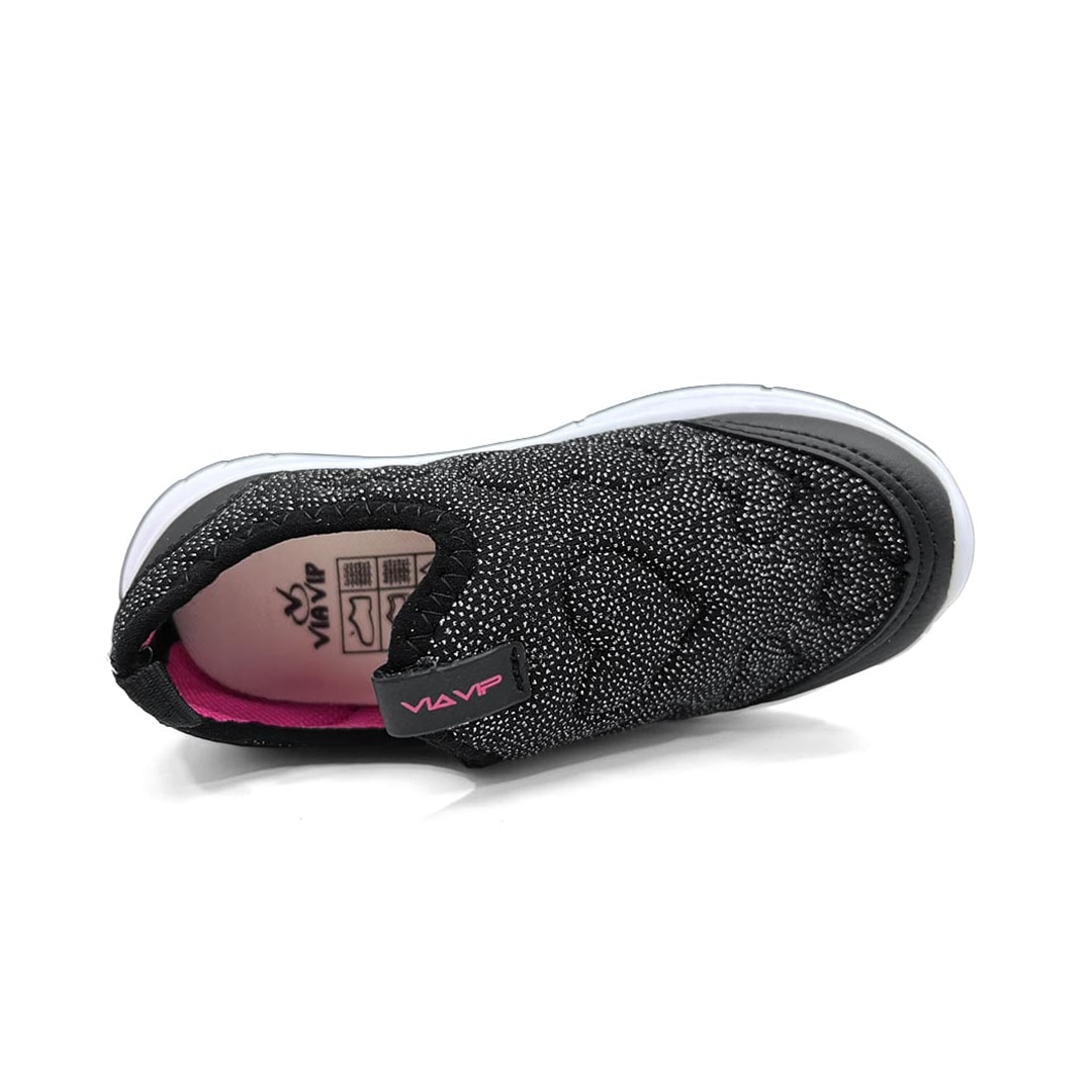 Tênis Via Vip Menina Jogging Em Tecido Vv9606 Preto Tênis Via Vip Menina Jogging Em Tecido Vv9606 Preto