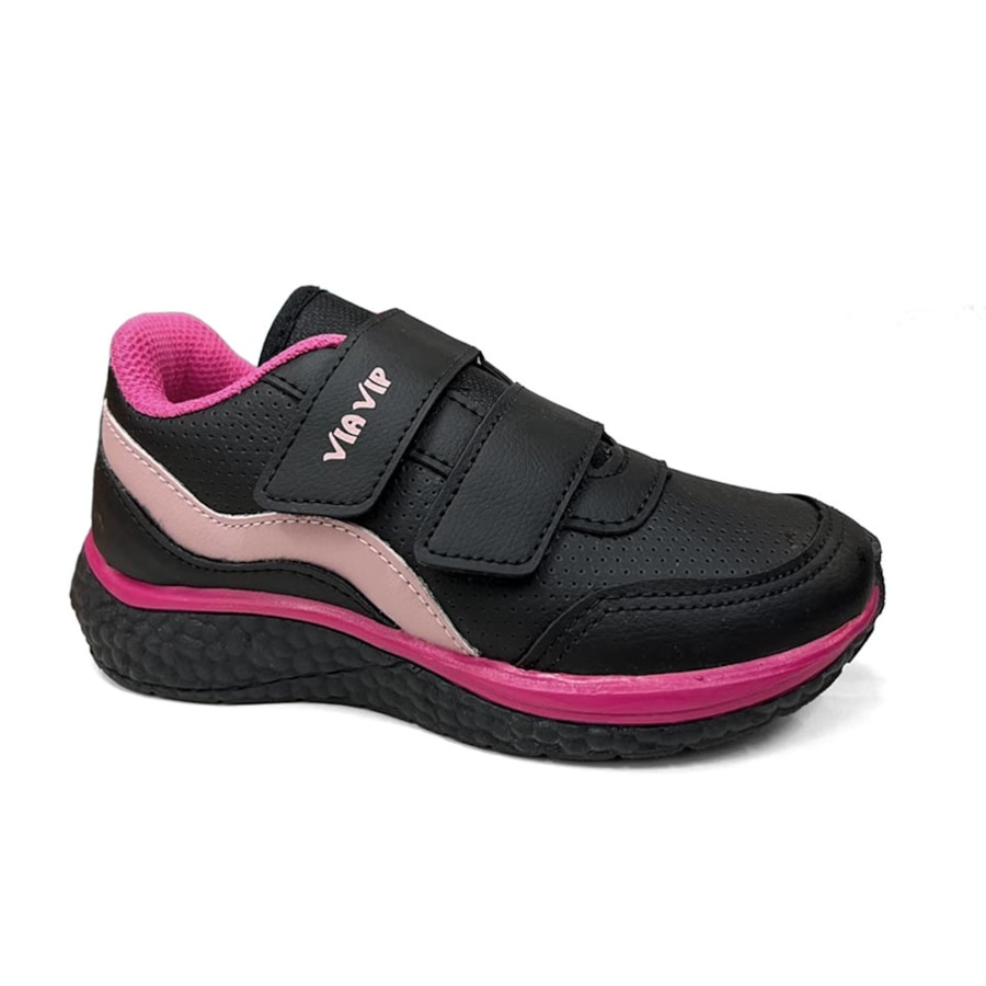 Tênis Via Vip Menina Jogging Sintético Vv9529 Preto