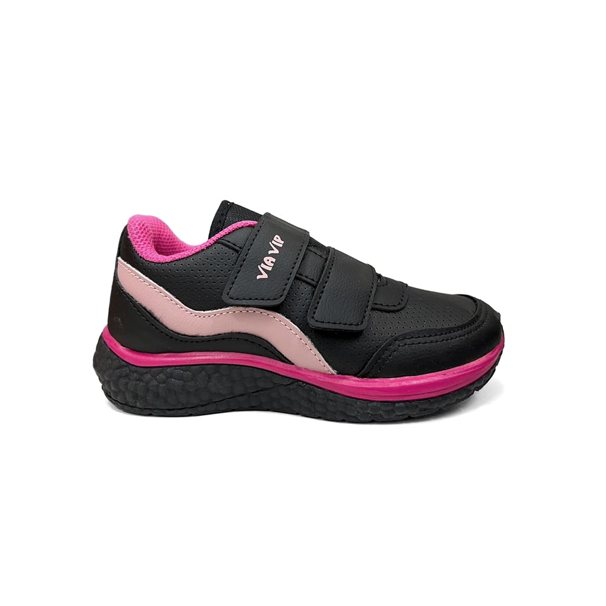 Tênis Via Vip Menina Jogging Sintético Vv9529 Preto