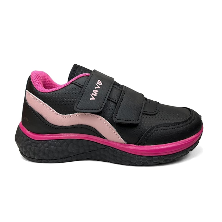 Tênis Via Vip Menina Jogging Sintético Vv9529 Preto