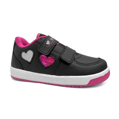 Detalhe - Tênis Via Vip Menina Street Sintético Vv3829.PP Preto/Pink