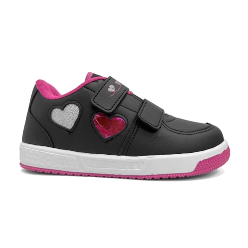 Detalhe - Tênis Via Vip Menina Street Sintético Vv3829.PP Preto/Pink