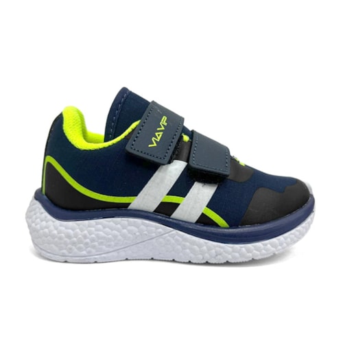 Detalhe - Tênis Via Vip Menino Jogging Em Tecido Vv2515.01 Marinho