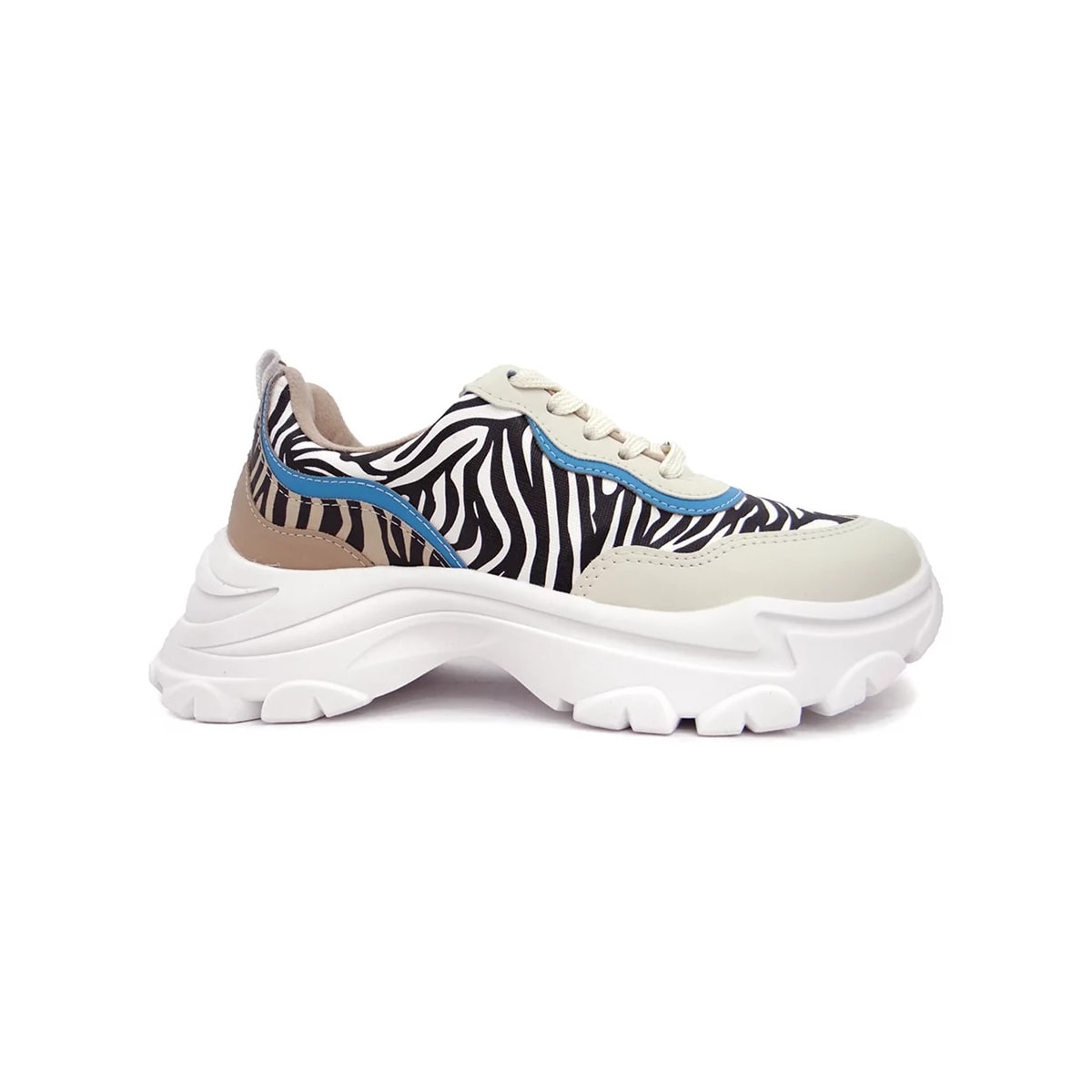 Tênis Vizzano Casual Feminino 1414.101 Zebra/Bege/Azul Tênis Vizzano Casual Feminino 1414.101 Zebra/Bege/Azul