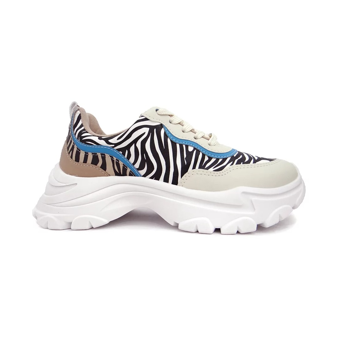 Tênis Vizzano Casual Feminino 1414.101 Zebra/Bege/Azul