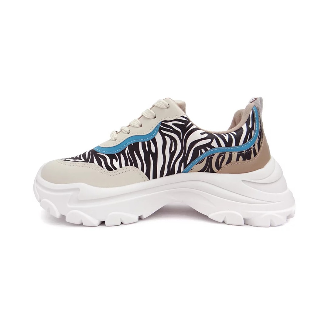 Tênis Vizzano Casual Feminino 1414.101 Zebra/Bege/Azul