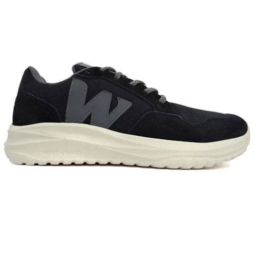 Detalhe - Tênis West Coast Casual Masculino 312003  Black/Graphite/Beige