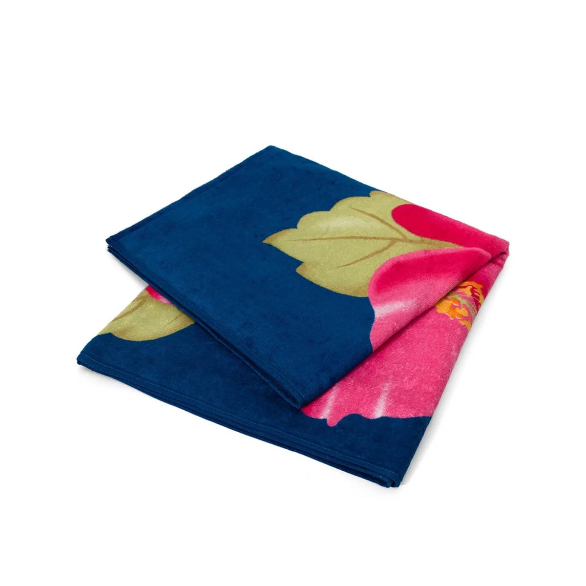 Toalha Bouton Praia Veludo Azul Floral Toalha Bouton Praia Veludo Azul Floral