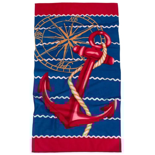 Toalha Bouton Praia Veludo Azul Nautico