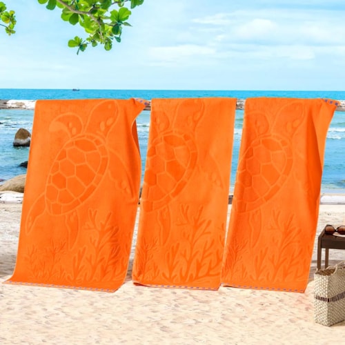 Toalha Bouton Praia Veludo Tartaruga