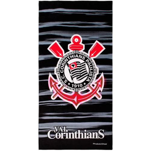 Toalha Bouton Time Veludo Preto Corinthians