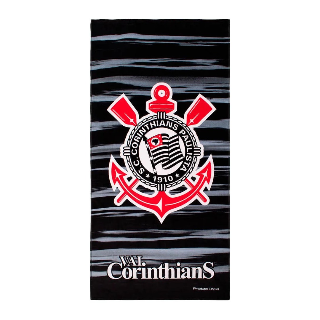 Toalha Bouton Time Veludo Preto Corinthians Toalha Bouton Time Veludo Preto Corinthians