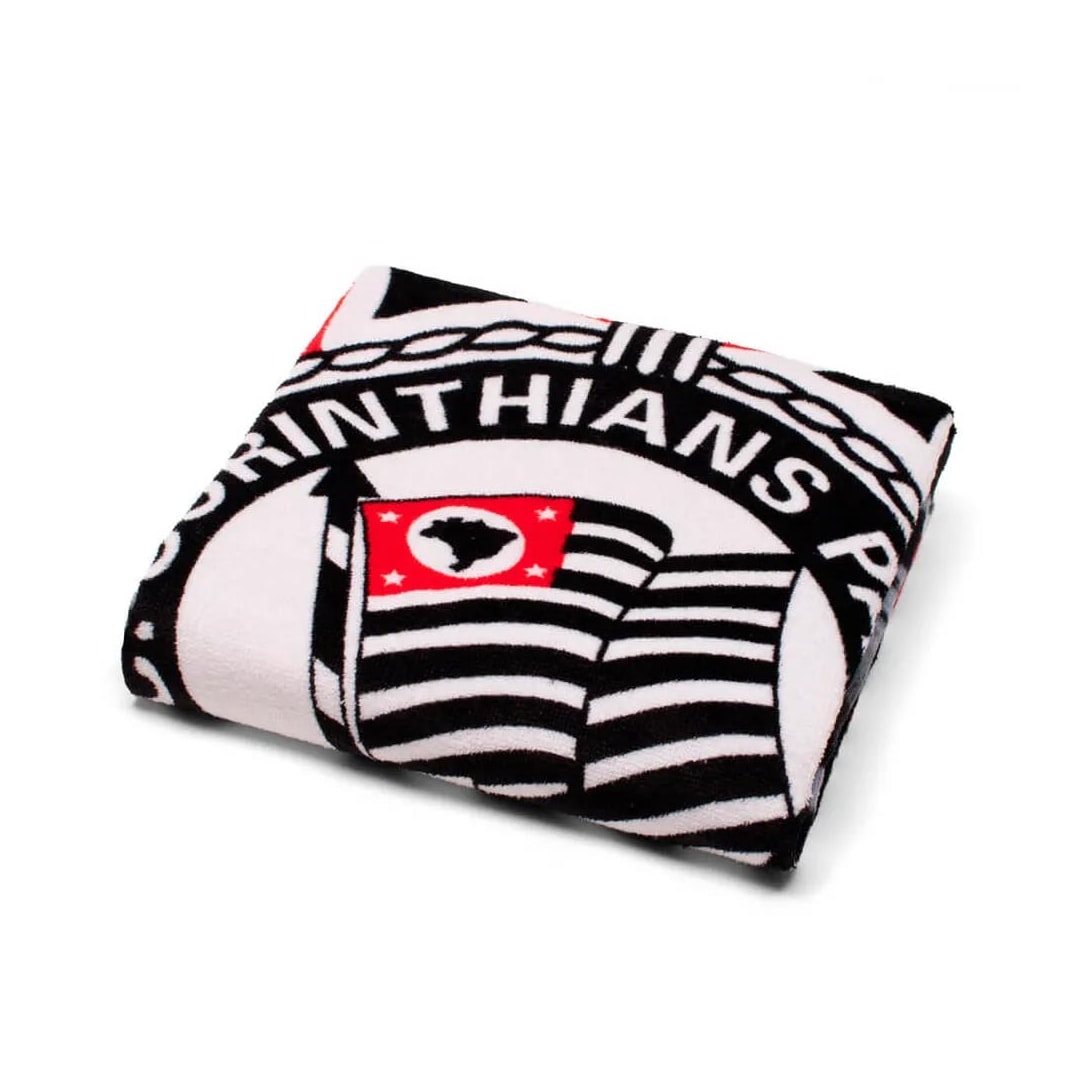 Toalha Bouton Time Veludo Preto Corinthians Toalha Bouton Time Veludo Preto Corinthians