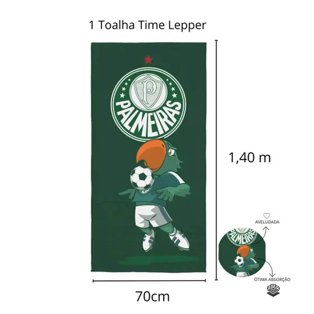 Toalha Lepper Aveludada Banho Transfer Verde Palmeiras Toalha Lepper Aveludada Banho Transfer Verde Palmeiras