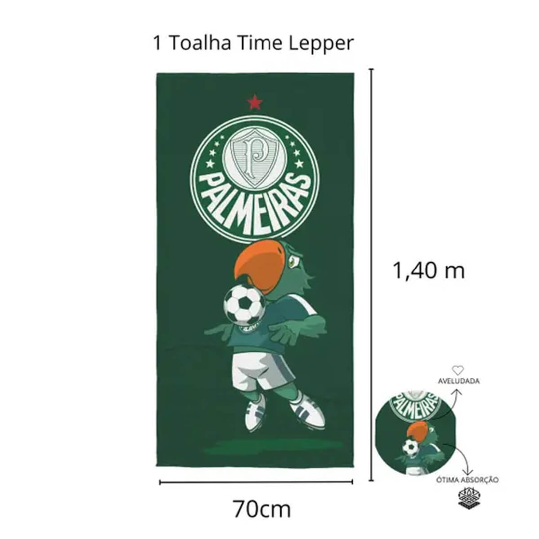 Toalha Lepper Aveludada Banho Transfer Verde Palmeiras Toalha Lepper Aveludada Banho Transfer Verde Palmeiras