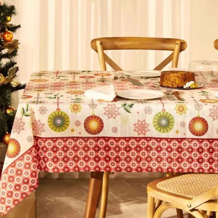 Toalha Lepper Mesa Natal 140X140 Bege