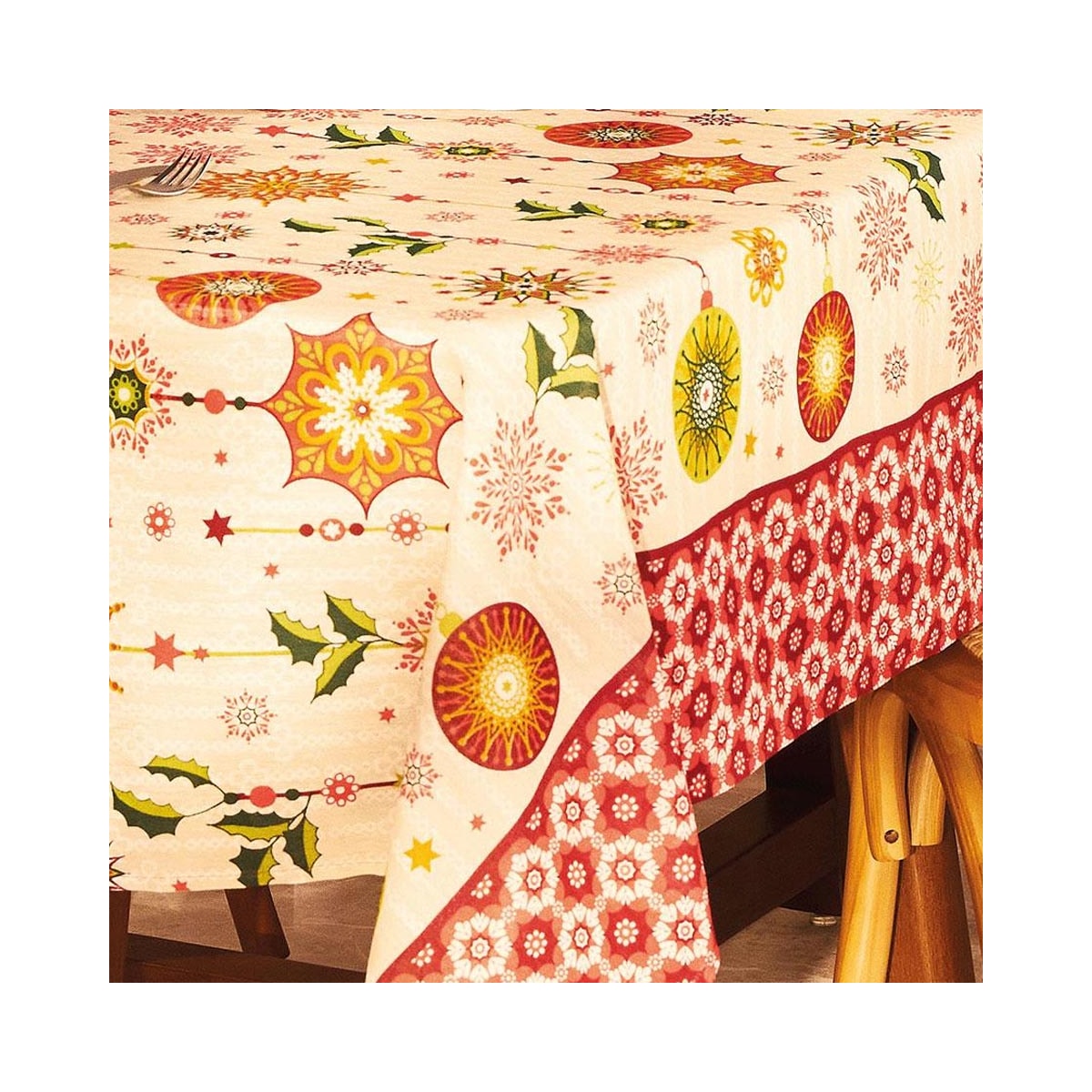 Toalha Lepper Mesa Natal 140X140 Bege