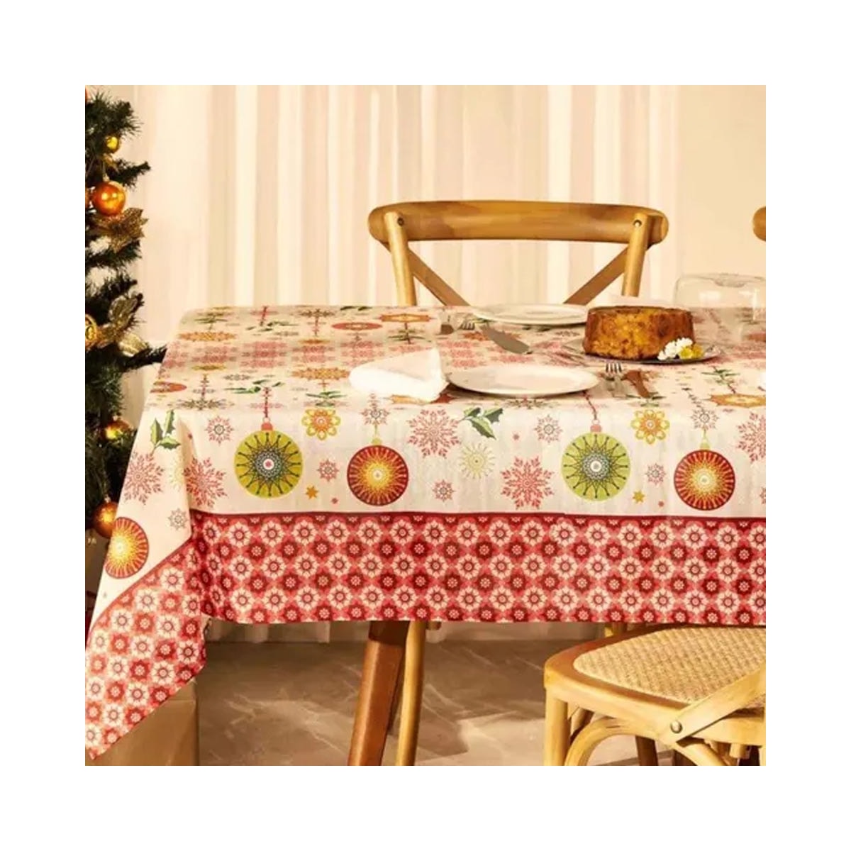 Toalha Lepper Mesa Natal 140X140 Bege Toalha Lepper Mesa Natal 140X140 Bege