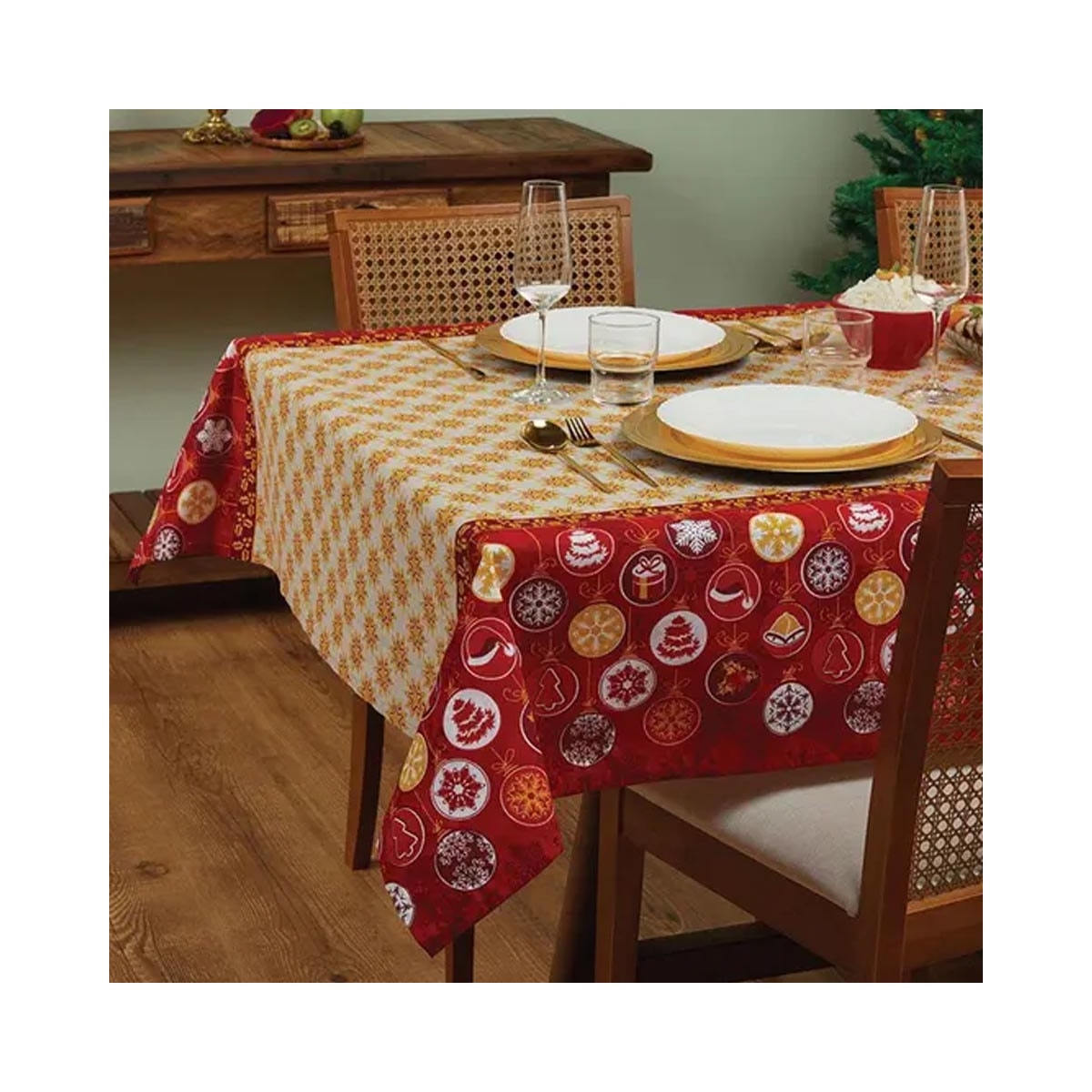 Toalha Mesa Natalina Pop Lepper Mostarda/Bola Toalha Mesa Natalina Pop Lepper Mostarda/Bola