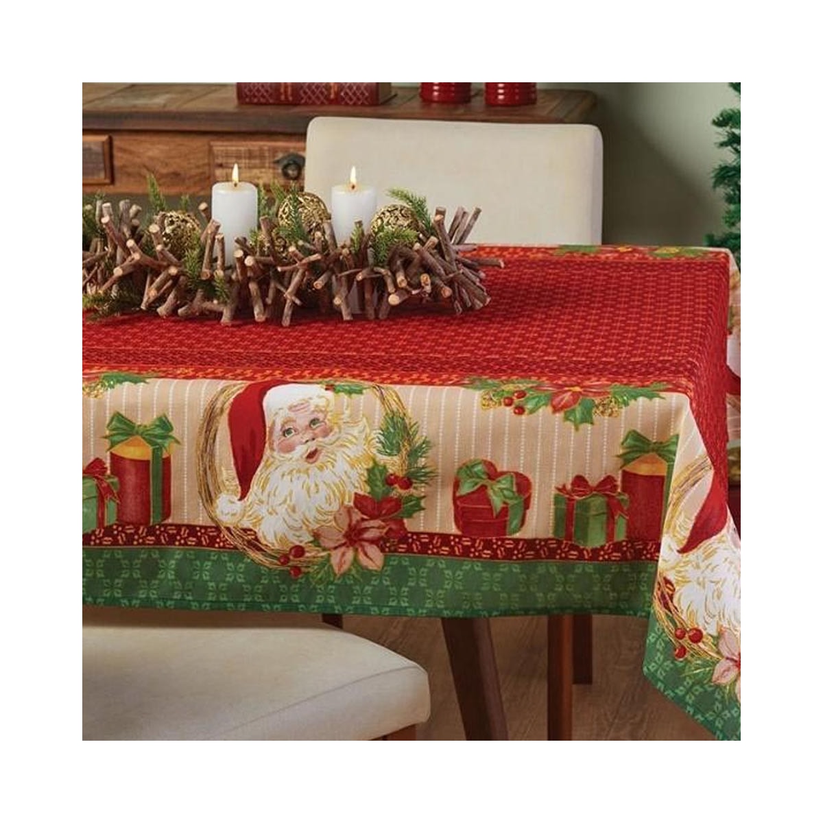 Toalha Mesa Natalina Pop Lepper Vermelho/Papai Noel