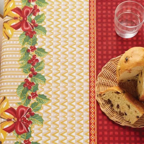Detalhe - Toalha Mesa Natalina Pop Lepper Vermelho/Sino