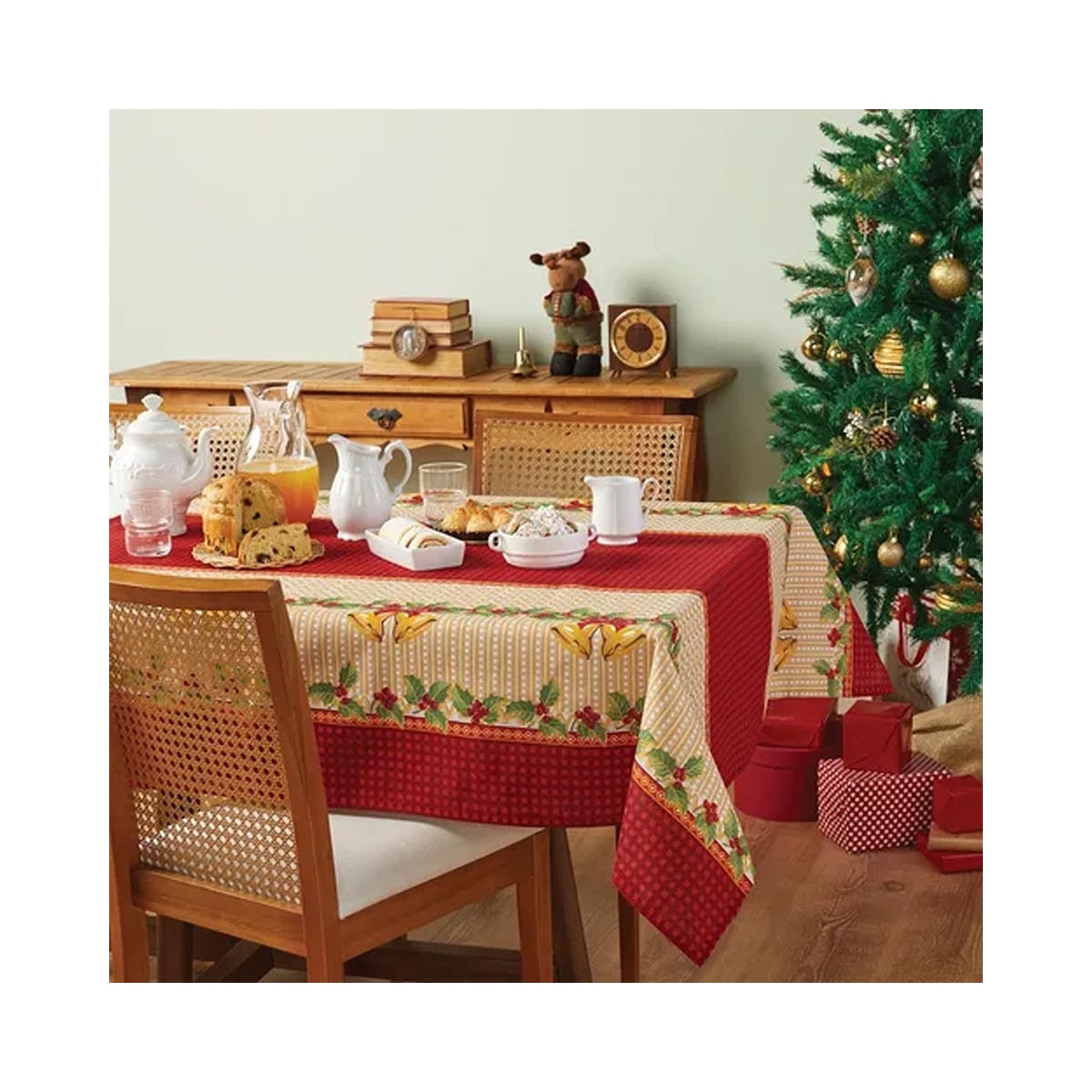 Toalha Mesa Natalina Pop Lepper Vermelho/Sino Toalha Mesa Natalina Pop Lepper Vermelho/Sino