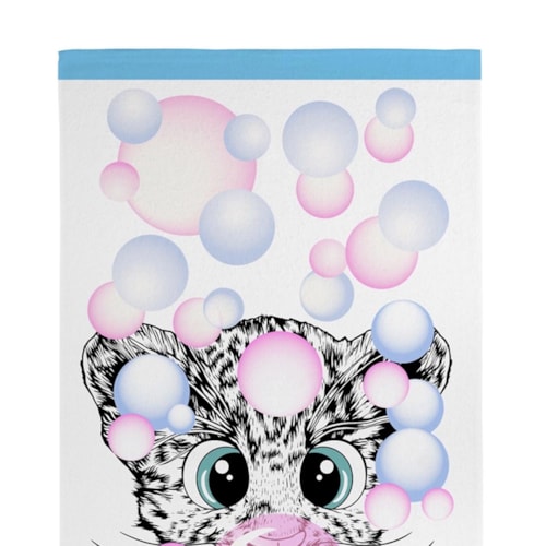 Detalhe - Toalha Teka Felpuda Banho Candy Gato