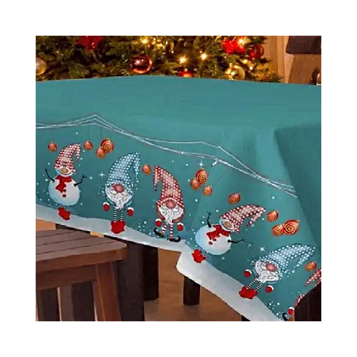 Toalha Teka Mesa 140X210 Natalina Verde Toalha Teka Mesa 140X210 Natalina Verde