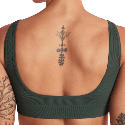 Detalhe - Top Lupo Feminino Canelado Seamless Sem Bojo 71914 Verde