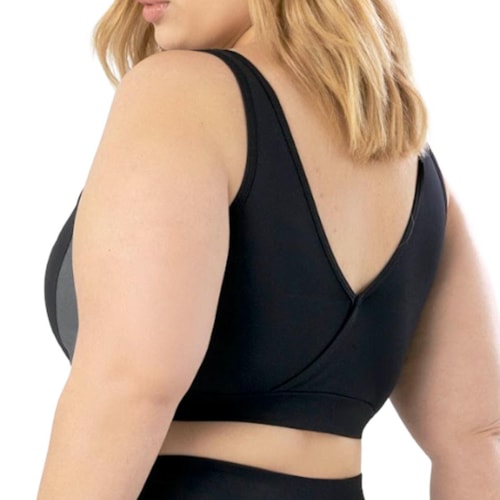 Detalhe - Top Selene Fitness Sem Bojo 24916 Preto/Chumbo