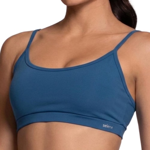 Top Selene Ginástica Com Bojo 24640 Azul Anil