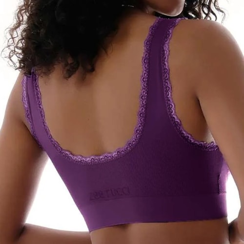 Detalhe - Top Zee Rucci Com Renda E Bojo Sem Costura Zr0300-006 C632 Berinjela
