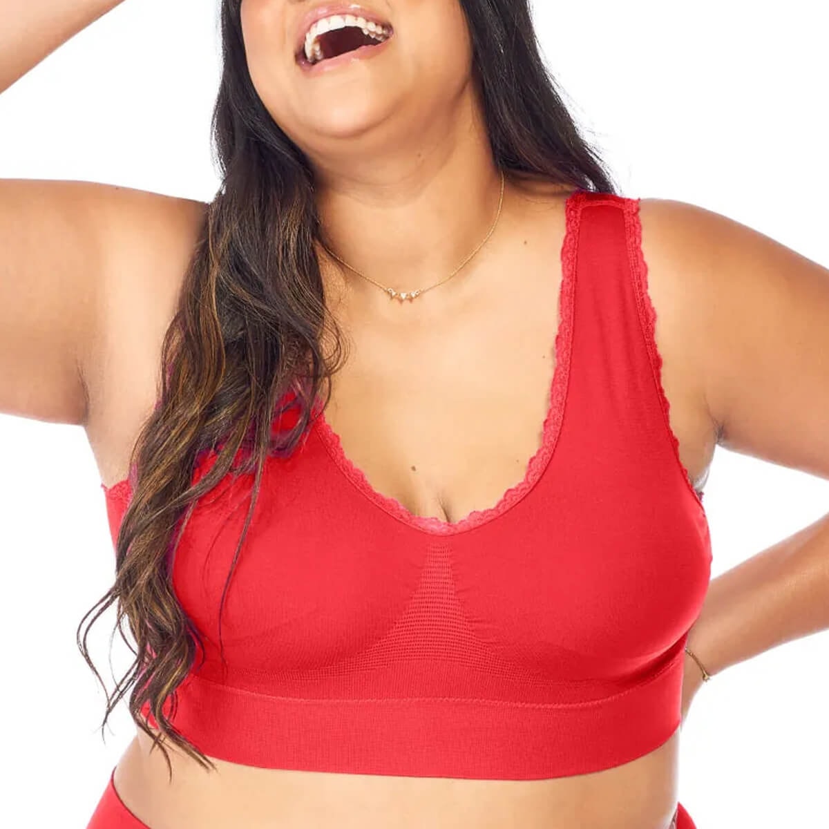 Top Zee Rucci Com Renda e Bojo Sem Costura ZR0300-006 C819 Vermelho Top Zee Rucci Com Renda e Bojo Sem Costura ZR0300-006 C819 Vermelho