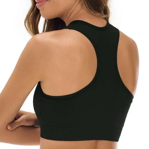 Detalhe - Top Zee Rucci Fitness Com Bojo E Zíper Zr0401-066 Preto